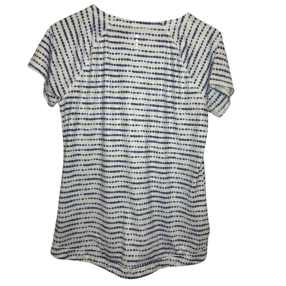 Talbots sun shirt UPF 50 tie die blue stripes size small - Picture 2 of 9